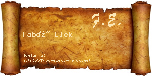 Fabó Elek névjegykártya